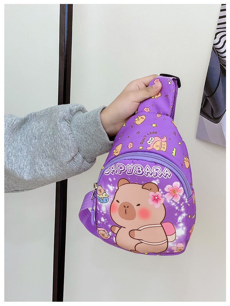 Kid'S Nylon Capybara Cute Square Zipper Fanny Pack display picture 3