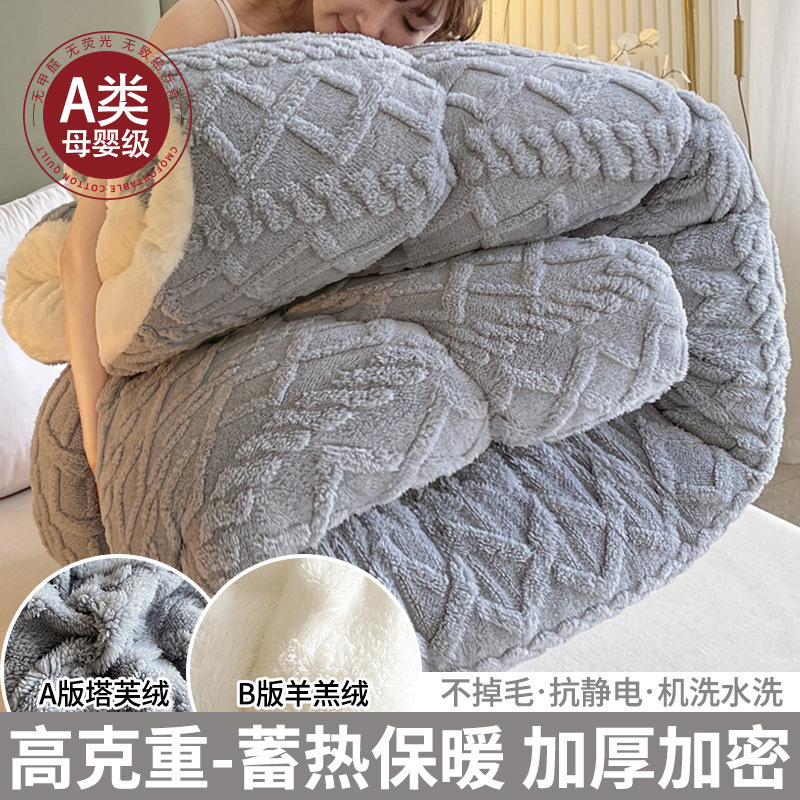 冬季加厚加绒羊羔绒被子冬被被芯双人棉被冬天宿舍单人学生垫被褥|undefined