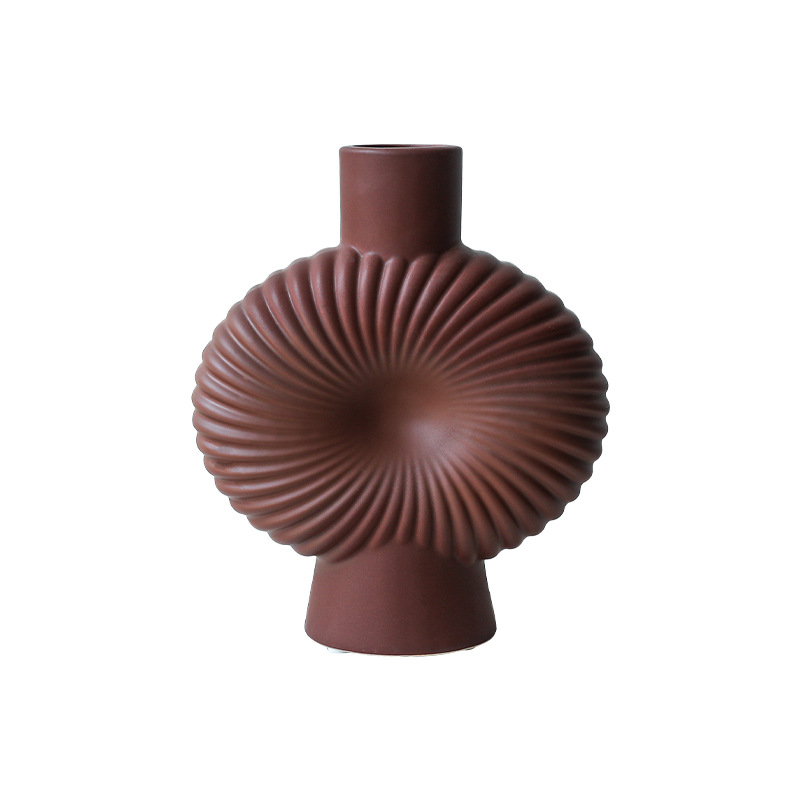 Morandi moderno vasos de cerámica estriados decoración de estudio sala de estar flor geométrica decoración de sala de alojamiento modelo