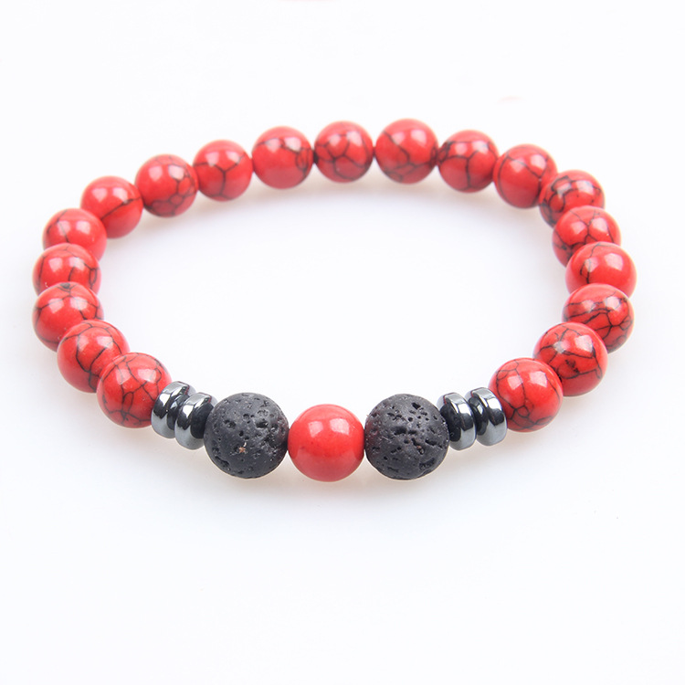 붉은 소나무와 화산석 팔찌 8mm