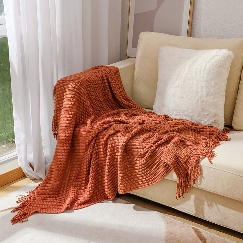 Sofa, knitted duvet for sleep, boho style