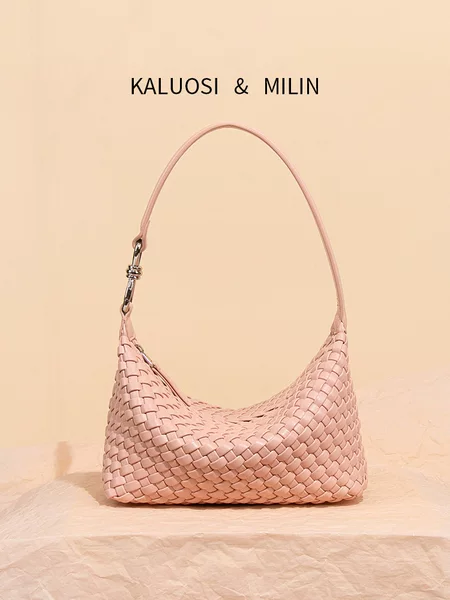 Original Design New Soft Leather Hand-Woven Dumpling Bag with a High-End Feel, Fashionable Underarm Croissant Bag, Single Shoulder Crossbody Bag