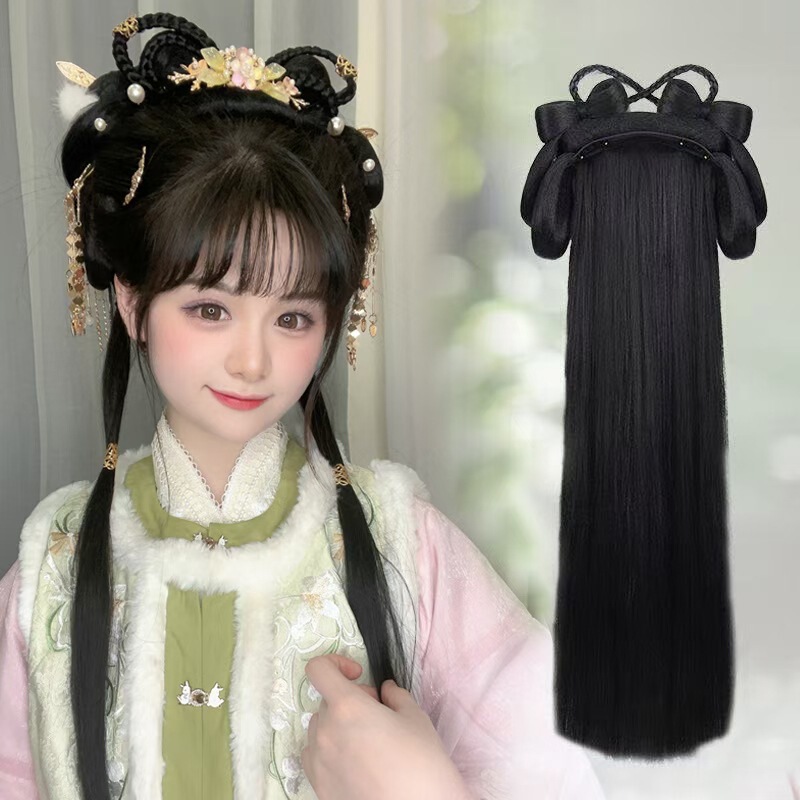 Ancient Style Han Dynasty Wig Yue Tongluo All-in-one Lazy Hairband Bun Ancient Costume Ming-made Hair Bag Daily Pad Ancient Style Han Dynasty Wig Yue Tongluo All-in-one Lazy Hairband Bun Ancient Costume Ming-made Hair Bag Daily Pad