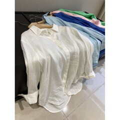 フランス風白シャツ レディース 夏 薄手 ゆったり 上品 オールドマネースタイル シャツ 日焼け防止トップス
