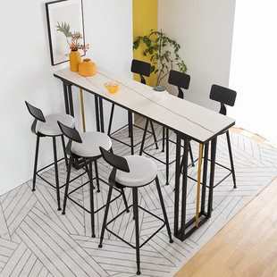 Simple Rock Board Bar Table and Chair Set Home Living Room Balcony Casual High Table and Chair Wall Long Table for Milk Tea Shop