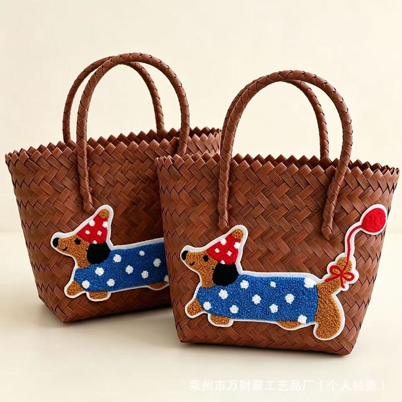 Retro Women's Woven Bag, Hand-Held Vegetable Basket Bag, Rattan Picnic Tote Bag, Straw Woven Large-Capacity Miscellaneous Handbag Retro Women's Woven Bag, Hand-Held Vegetable Basket Bag, Rattan Picnic Tote Bag, Straw Woven Large-Capacity Miscellaneous Handbag