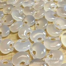 天然高冰白玉髓玉锁吊坠 男女款玛瑙宝宝锁亲子款包包项坠玉挂件