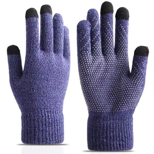 Touchscreen Glove for Men - Winter Driving Anti-Slip Work Labor Rubber Dot Student Knitted Wool Touch Winter Fleece Warmth