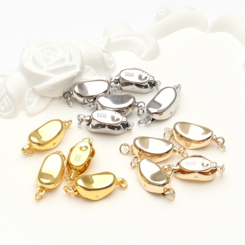 18K Gold-Plated Color-Preserving Ingot Clasp, Pearl Insert Clasp, Necklace Bracelet Clip Clasp, DIY Handmade Connecting Jewelry Accessories