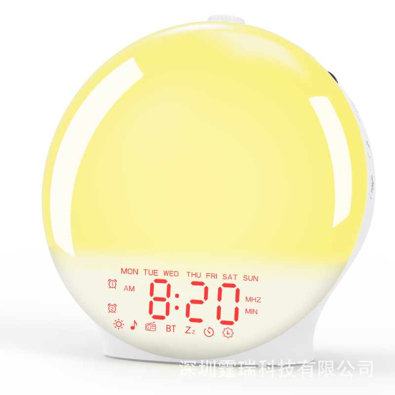 2024最新アップグレードのbluetoothスマートな輝きと睡眠の雰囲気ランプは、海上の日の出の日没をシミュレートして目覚まし時計を目覚めさせる|undefined