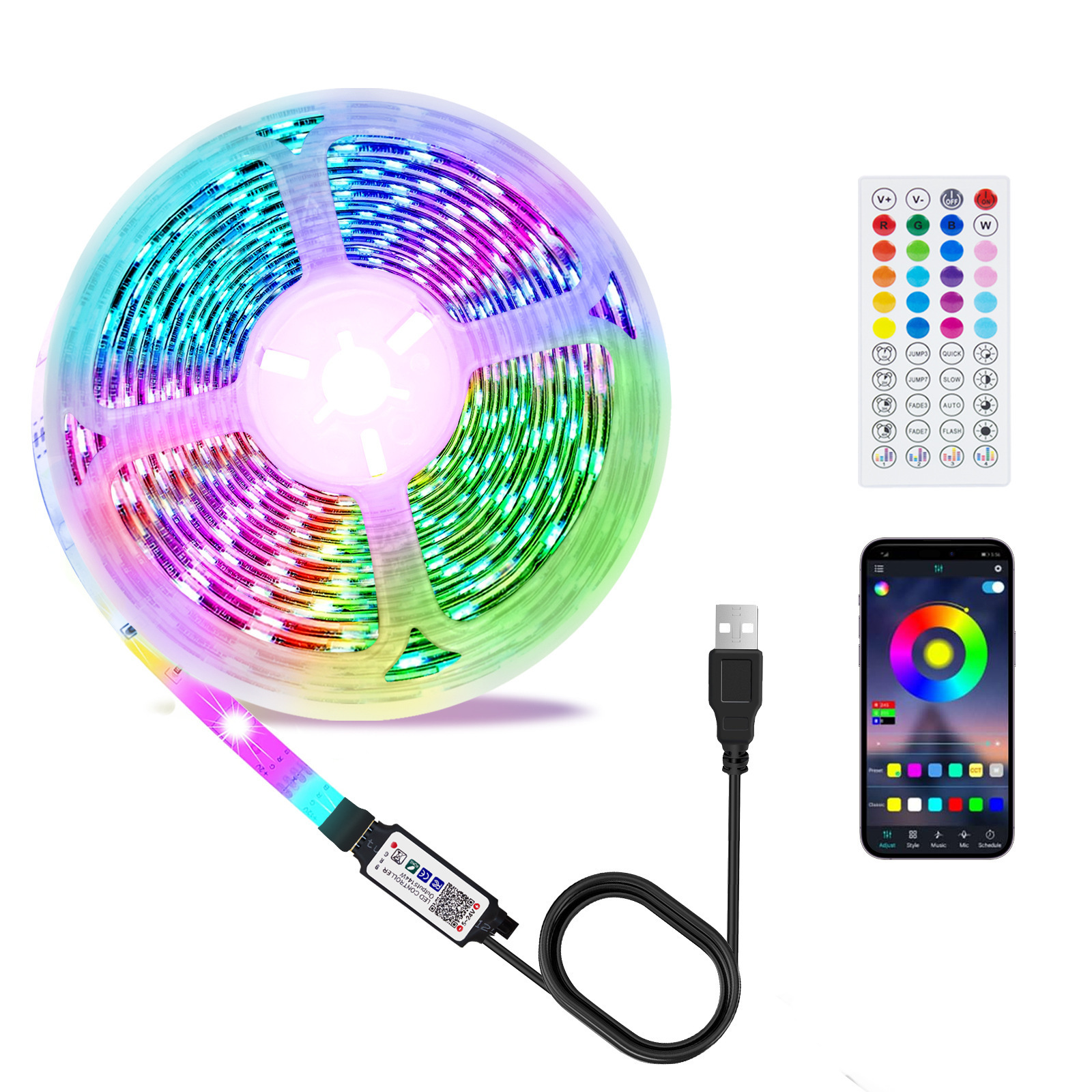 Lámpara de cinta LEDRGB colorido ambiente de luz USB TV fondo 3535 adhesivo no electrodo atenuación image 5