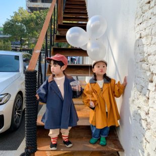 Moxiaomengtong Windbreaker 2025 Autum New Korean Style Pure Color Mid-Length Windbreaker for Boys and Girls Kidsren's Casual Jacket