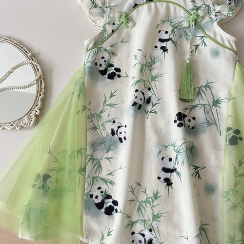 Girls' New Chinese Style Dress 2025 Cute and Stylish Princess Dress Baby Summer Chinese Style Cheongsam Dress Trendy