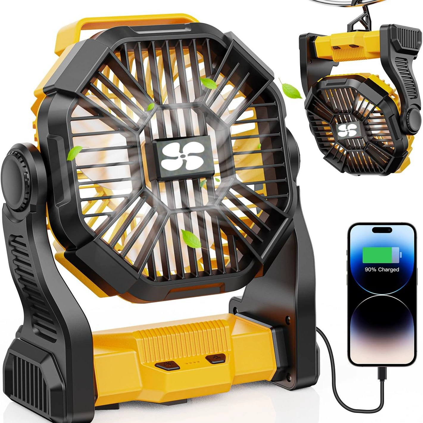 Портативный уличный вентилятор-светильник для кемпинга, аварийный внешний аккумулятор, зарядка через USB, ультратихий, с мощным потоком воздуха