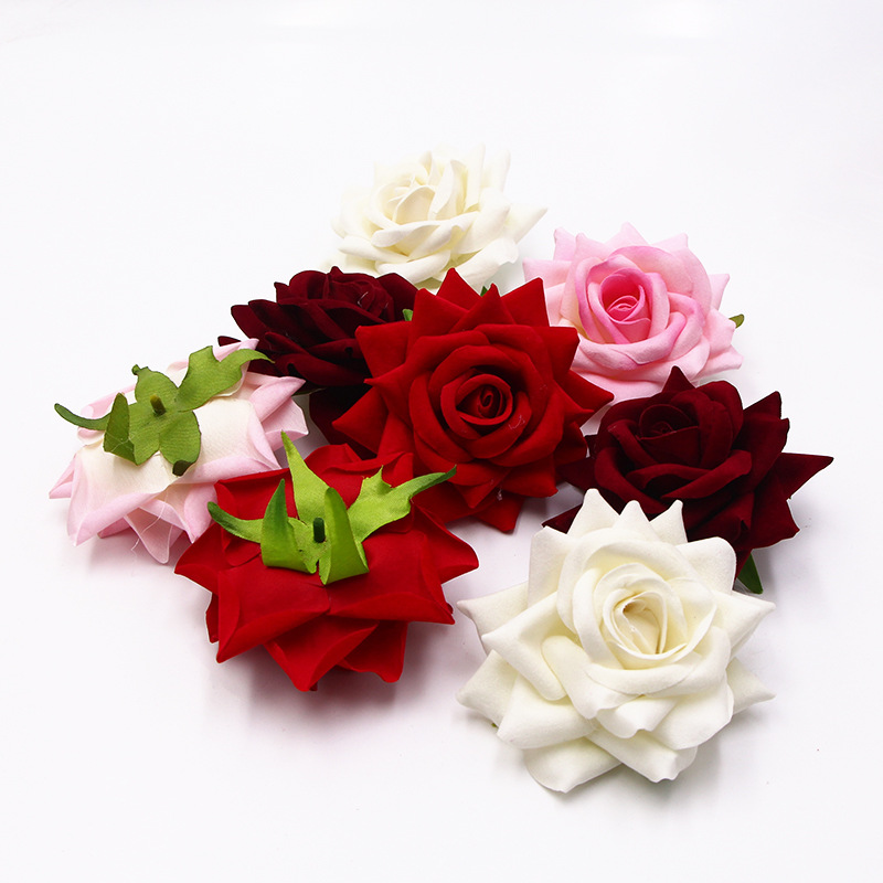9-10cm high-end velvet big rose, simulated flower head, diy wedding decoration, clothing corsage decoration