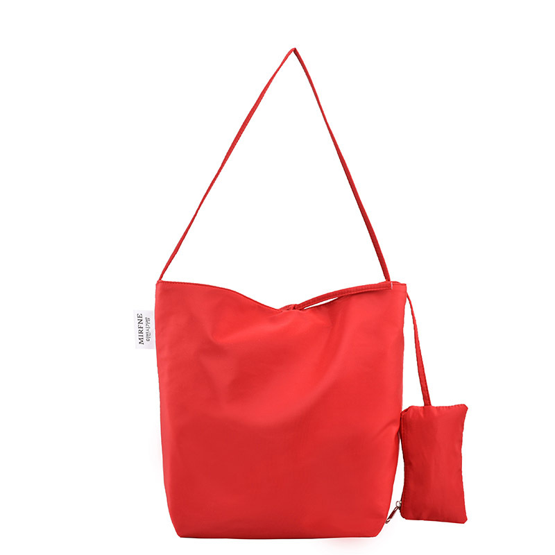 Korean Style Minimalist Large Capacity Nylon Fabric Bag For Women 2024 Summer New Lightweight Versatile Casual Shoulder Bucket Bag - Thumbnail 6