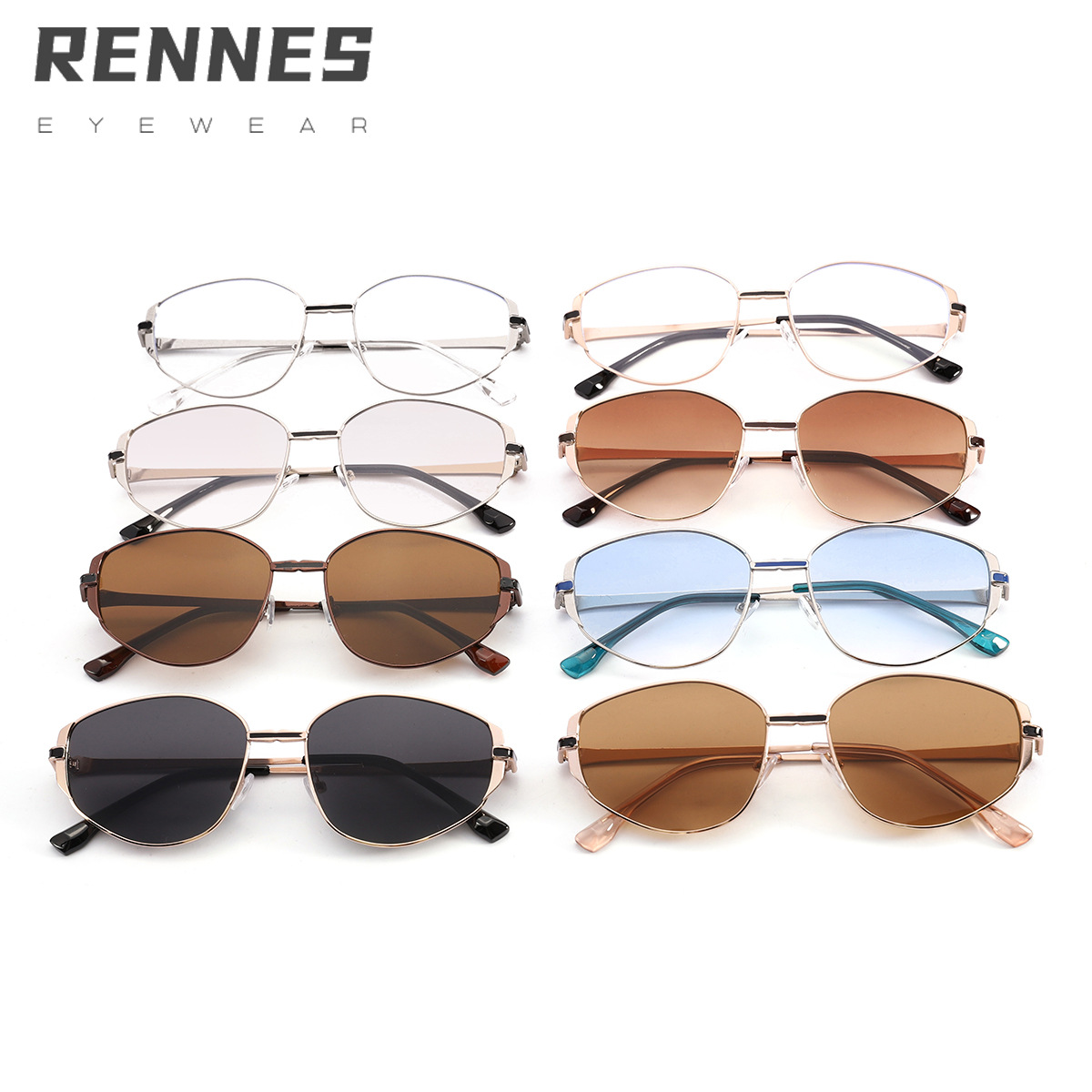 Nuevas gafas de sol de metal de montura pequeña retro transfronterizas, gafas de sol de alta gama europeas y americanas