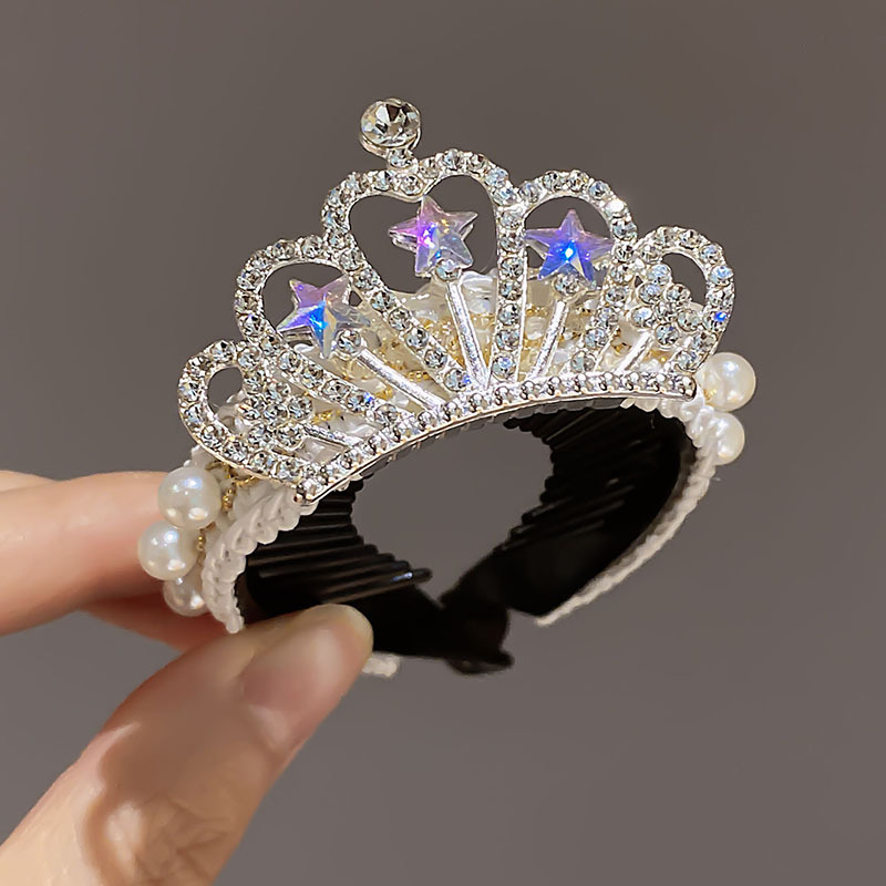 Niños perlas corona perlas perlas niñas bolas de cabello fijo artefacto princesa tocado de cabello para niñas joyas de cabello al por mayor