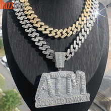 跨境嘻哈英文字母ATM吊坠古巴链套装男士项链外贸饰品一件代发