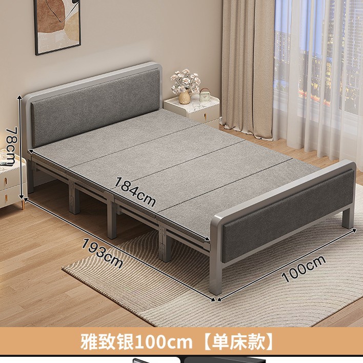 Cama individual plegable para adultos domésticos 1m2 cama simple para alquiler dormitorio reforzado cama de hierro de placa dura cama doble