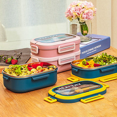 Multi-layer stainless steel insulated lunch box rectangular lunch box with utensils for students office workers portable bento box three layers