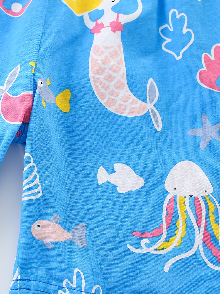 Malwee traje de las niñas verano nuevos pantalones de cintura elástica casuales de manga corta para niños europeos y americanos traje de dos piezas para niños