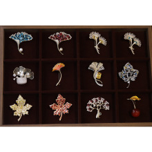 西凉妃子高档锆石胸针大衣西装开衫配饰品银杏叶枫叶树叶胸花别针