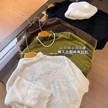 261119-152   【蕾绣衫】水貂半高领蕾丝打底衫