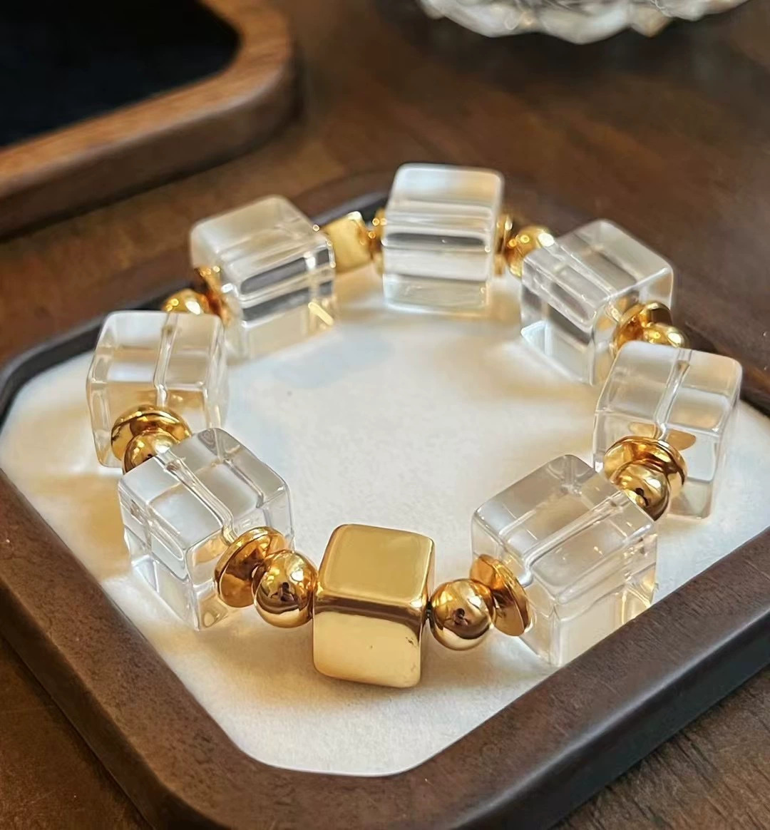 High Color Retention 18K Gold-Filled Crystal DIY Accessories Square Sugar Cube Spacer Bracelet Necklace Beaded Accessories