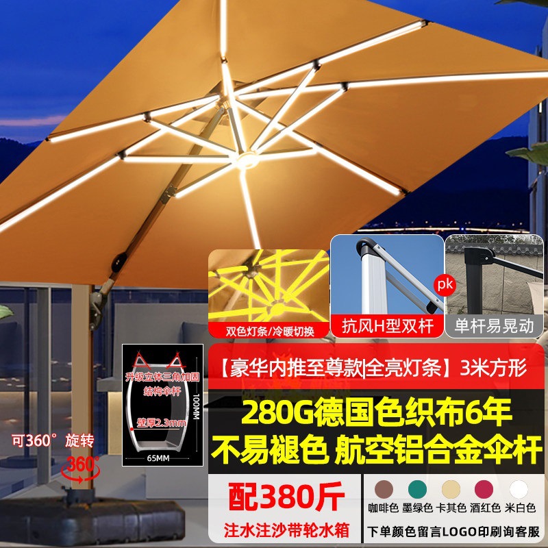 【双吊杆豪华内推款|全亮灯条|琥铂金】3米方+380斤带轮水箱