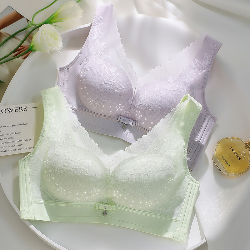 8878 New Skin-Nourishing High-Elasticity Lace Adjustable Bra with Seamless Fit and Push-Up Effect, Shantou Batch