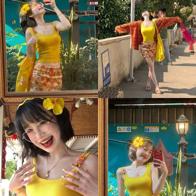 Маленькая брошь в виде цветка ромашки с накладками на грудь, жилет с двойными бретелями и накладками на грудь, синельный спандекс, стиль королевской сестры