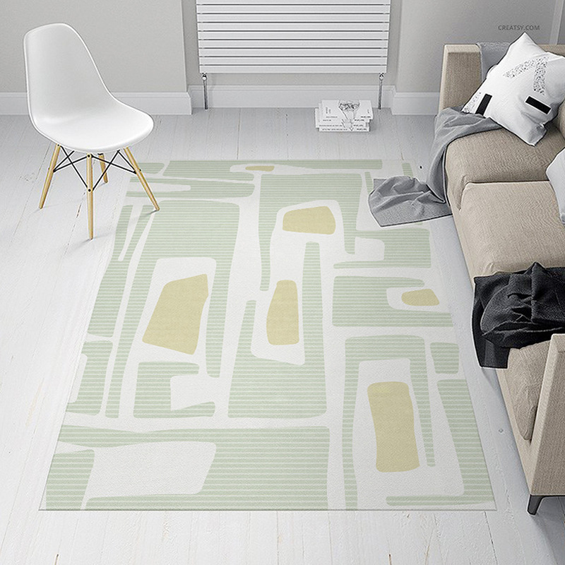 Alfombra de la sala de estar de estilo japonés alfombra nórdica geométrica alfombra de lujo ligero cubierta completa habitación en casa dormitorio manta de noche