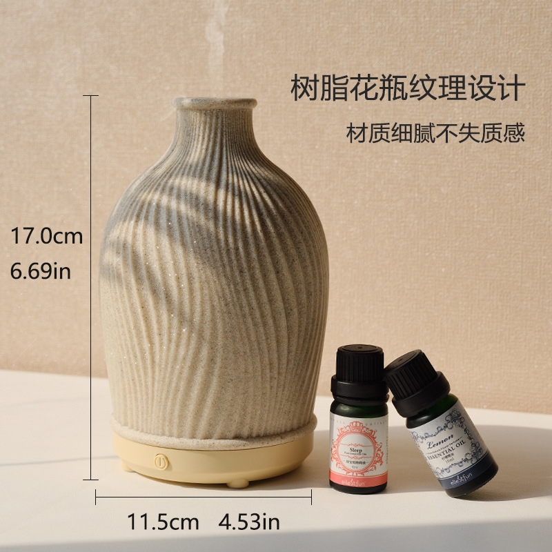 Vaso de viento simple transfronterizo Humidificador de aromaterapia de hotel Humidificador silencioso de aire ultrasónico de resina para el hogar