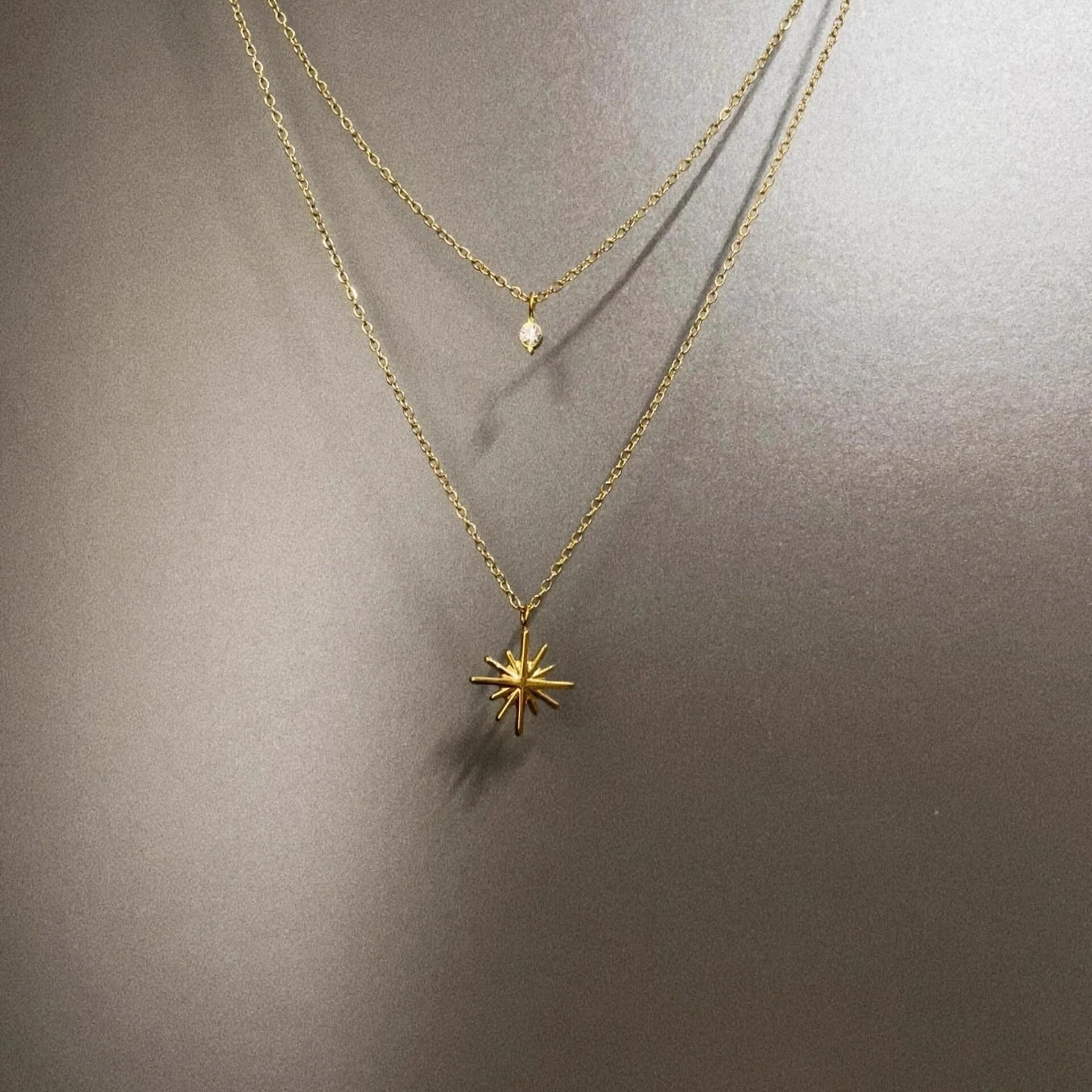 Vintage Six-Pointed Zircon Necklace