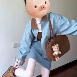 设计感复古翻领短外套早秋新款休闲百搭气质通勤炸街夹克