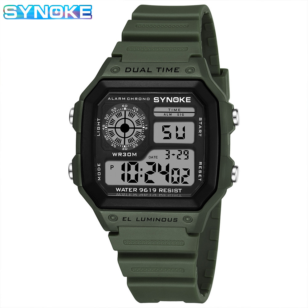 SYNOKE reloj electrónico luminoso impermeable Deportivo Ligero cuadrado clásico reloj de estudiante Mercado del sudeste asiático