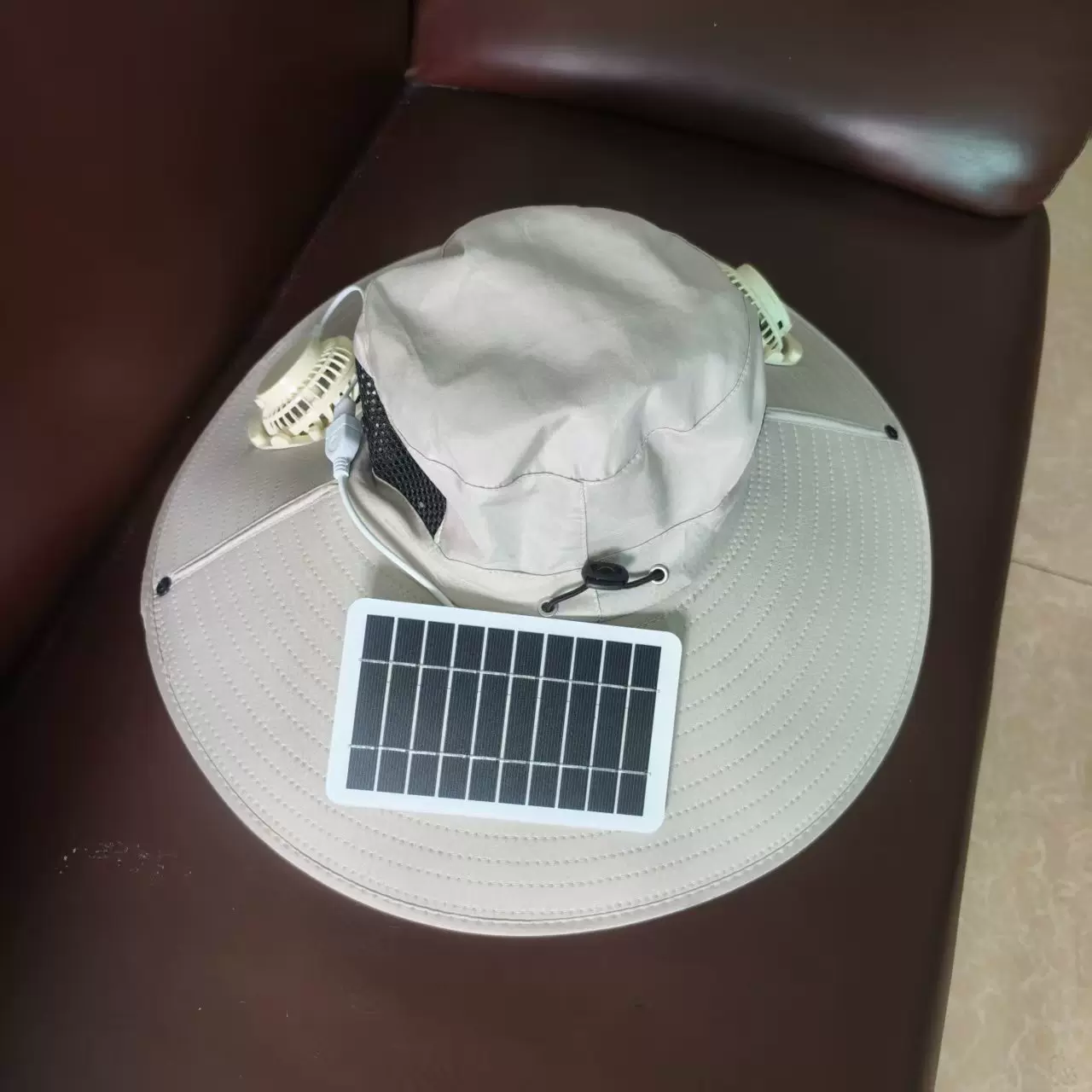 定制户外太阳能风扇帽登山露营遮阳降温太阳帽自动充电工厂直营