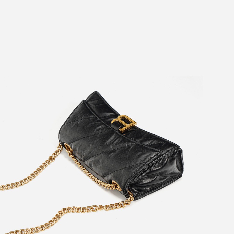 Hourglass Bag For Women 2025 New Arrival Genuine Leather Ruched Chain Crossbody Underarm Bag Luxury Multi-Compartment Small Phone Bag - Thumbnail 3