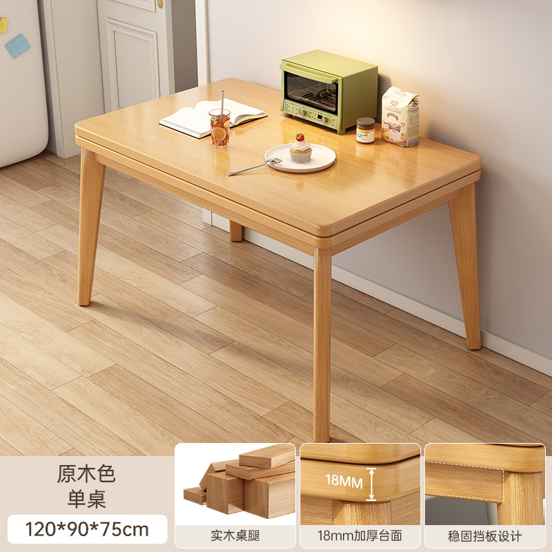 Mesa de comedor plegable pequeña casa retráctil no ocupa espacio mesa de comedor simple pierna de madera sólida multifuncional mesa de comedor doméstica