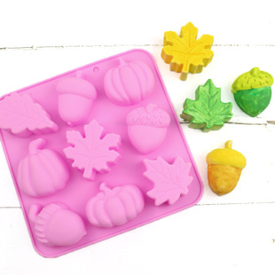 Cross-border 9-leaf pumpkin nut cake mold cold handmade soap mold multi-expression cartoon rice cake mold jelly mold