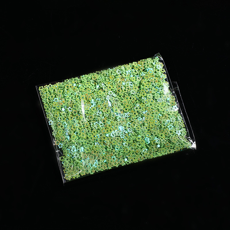 Nueva resistencia a altas temperaturas, brillo en polvo, plata láser, estrella de cinco puntas en forma especial, lentejuelas 1g, accesorios de uñas PET