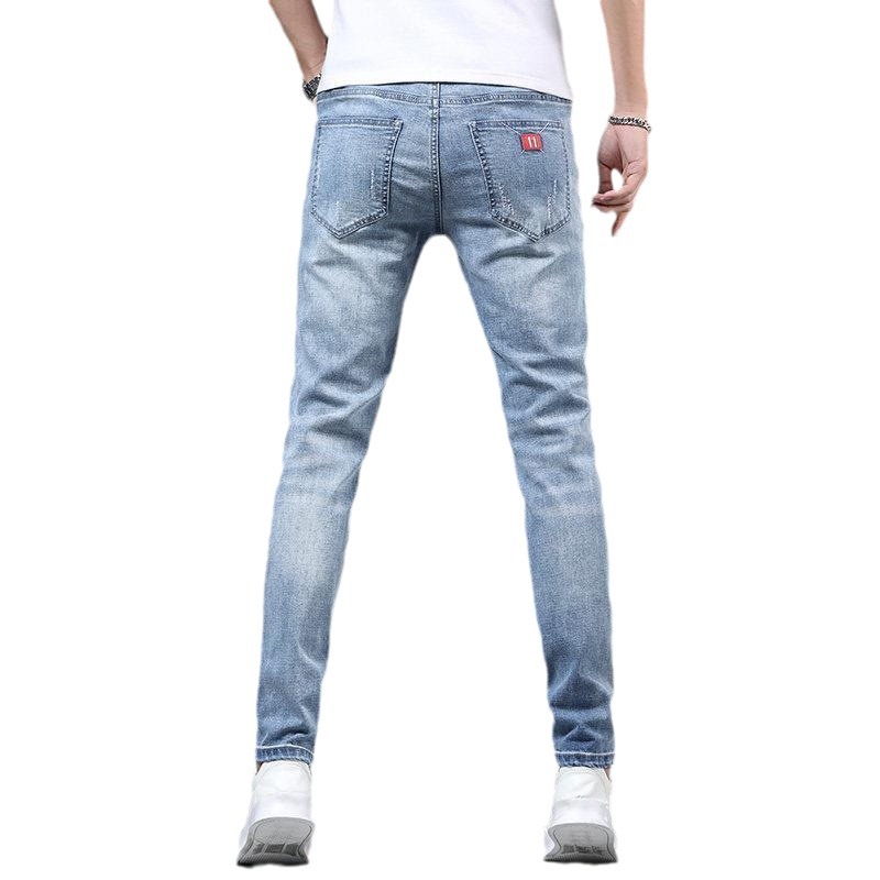 Jean fin de printemps et d'automne haut de gamme pour hommes, coupe slim, petits pieds, stretch décontracté, version coréenne, léger_voghion.com