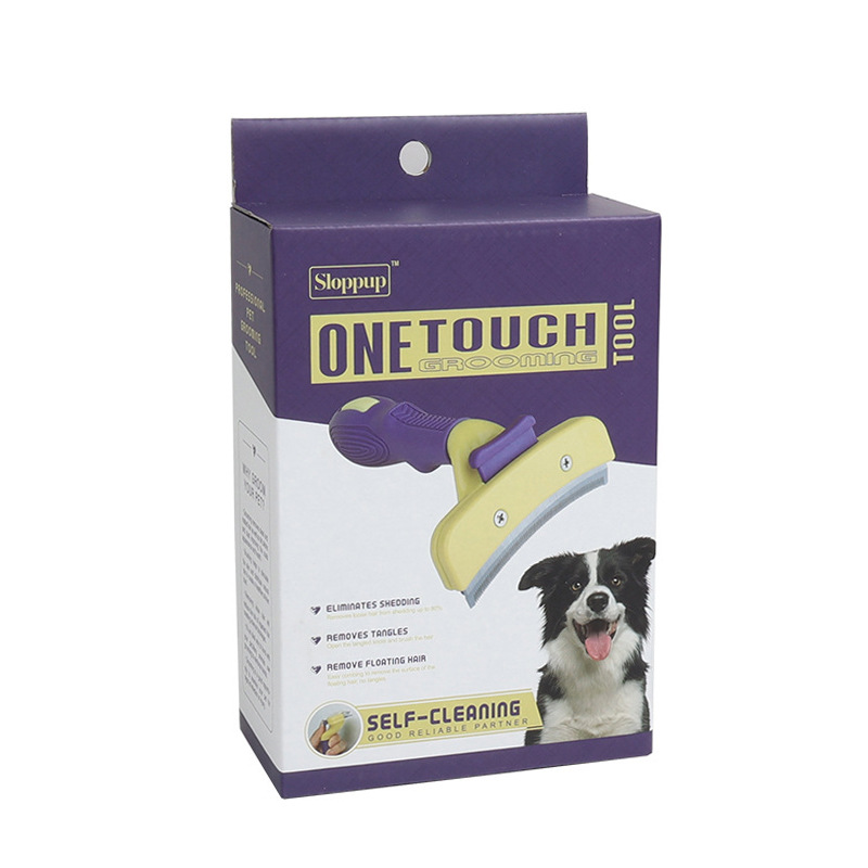 Peine para mascotas, productos de limpieza y belleza, serie púrpura y amarilla, peine de nudo abierto, cuchillo de pelo, peine de pulgas, peine de perro