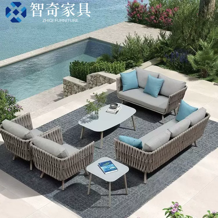 户外沙发庭院室外露台绳编特斯林沙防水防晒露天酒店民宿花园家具