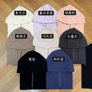 高版本/lulu华夫格卫衣/Scub外套秋新款连帽宽松全拉链口袋运动长