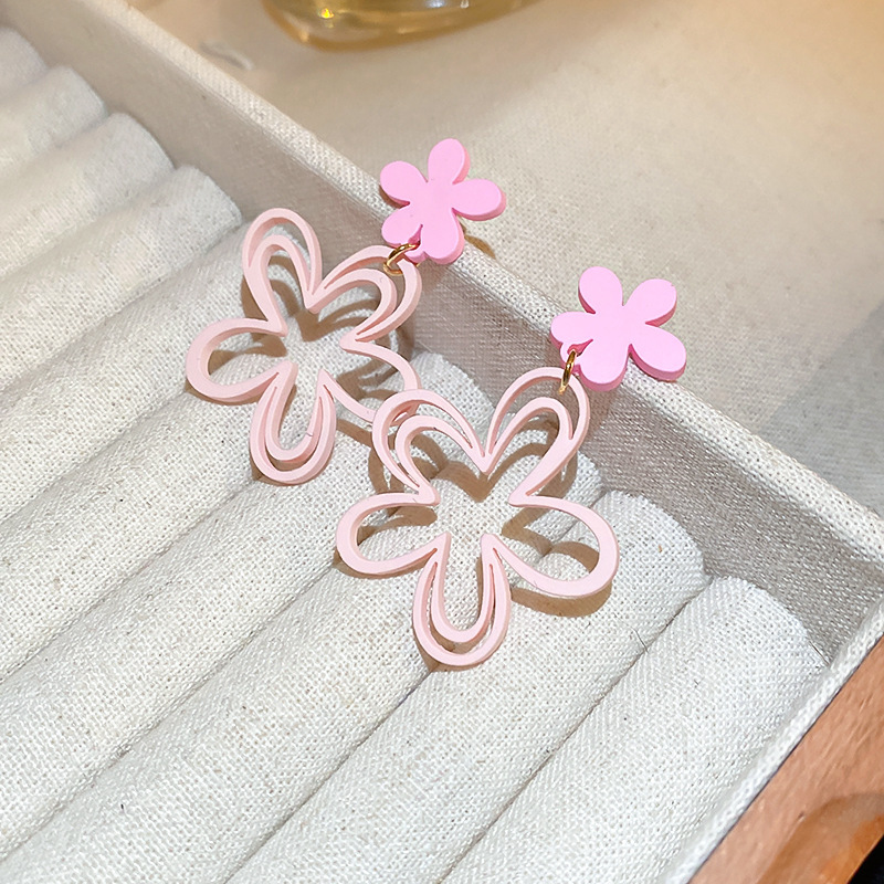 Aguja de plata Pendientes de flores dulces rosas Pendientes lindos de todo fósforo de la serie Mori Pendientes de diseño de moda de nicho al por mayor femenino