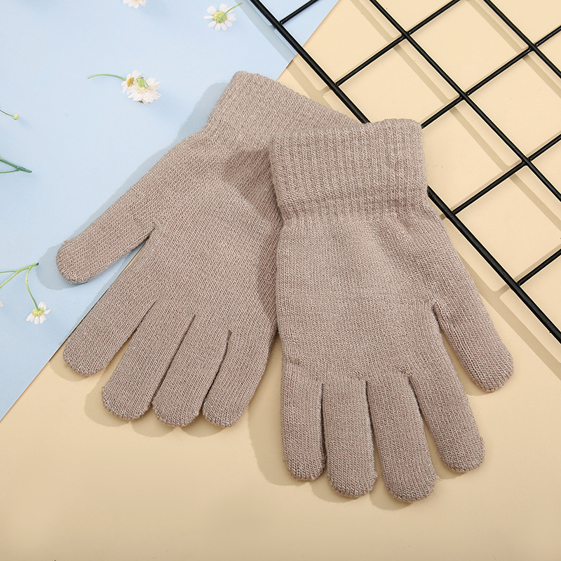 Otoño color sólido estiramiento guantes calientes guantes de punto a prueba de viento a prueba de frío de las mujeres guantes de dedo anticongelantes para montar al aire libre