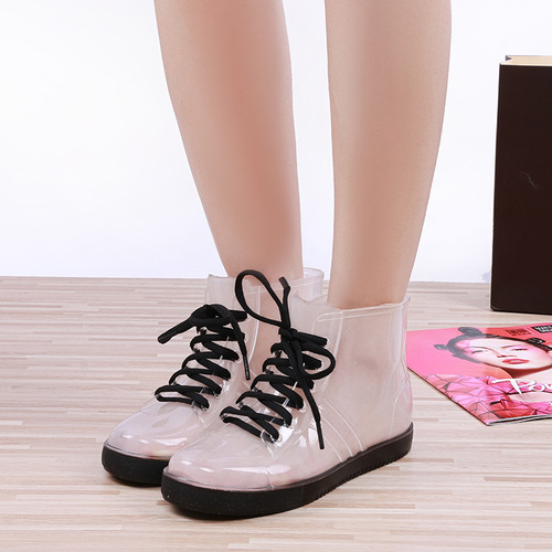 【Dropshipping】Low-top Transparent Rain Boots for Women, Water Shoes, Rain Boots for Students, Short Tubular, Waterproof, Non-slip Rubber Shoes