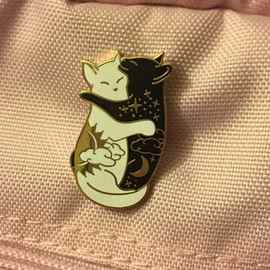 欧美外贸新款，星星月亮图案猫咪滴油胸针饰品 情侣猫咪胸针饰品